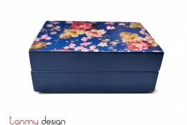 Rectangle lacquer business card box with Lily pattern 10*7*H4 cm
